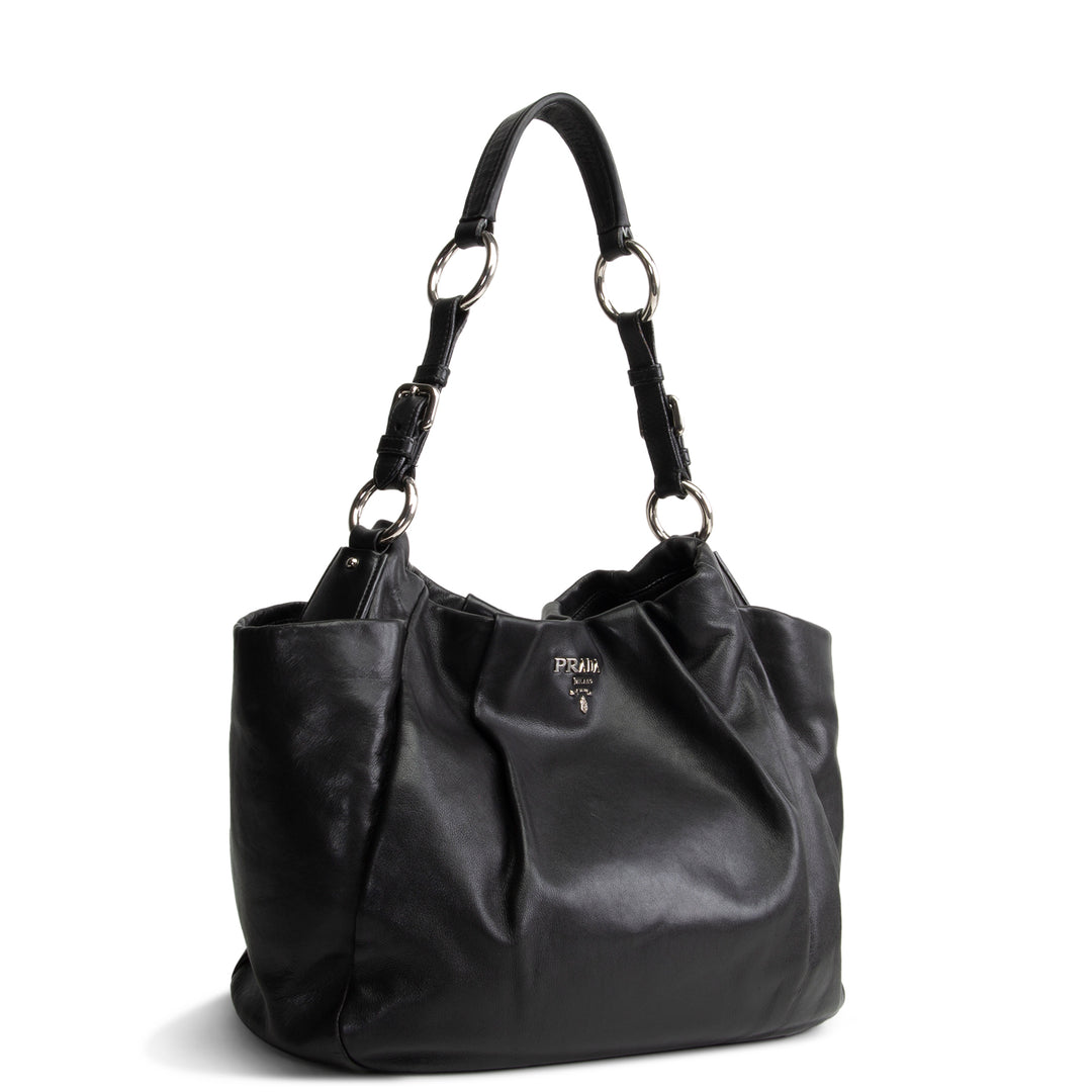 PRADA Soft Calfskin Leather Top Handle Bag