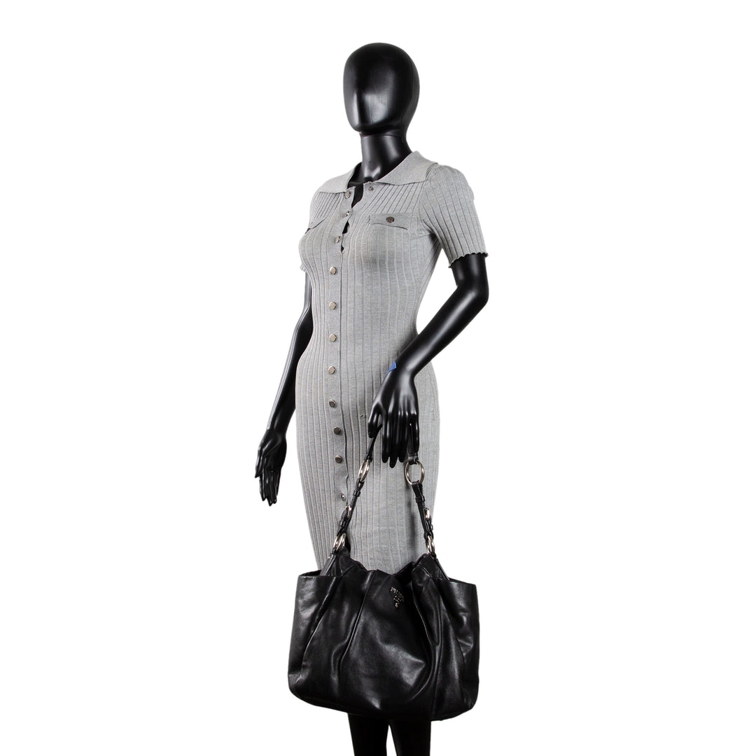 PRADA Soft Calfskin Leather Top Handle Bag