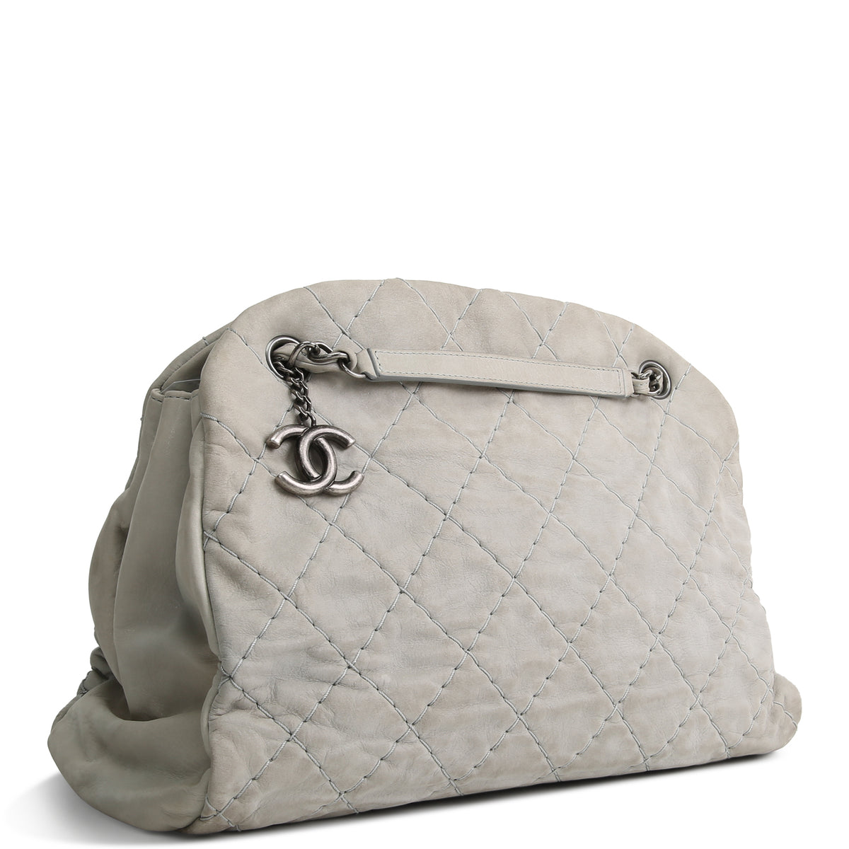 CHANEL Wild Stitch Mademoiselle Bowling Bag - Grey OUTLET FINAL SALE
