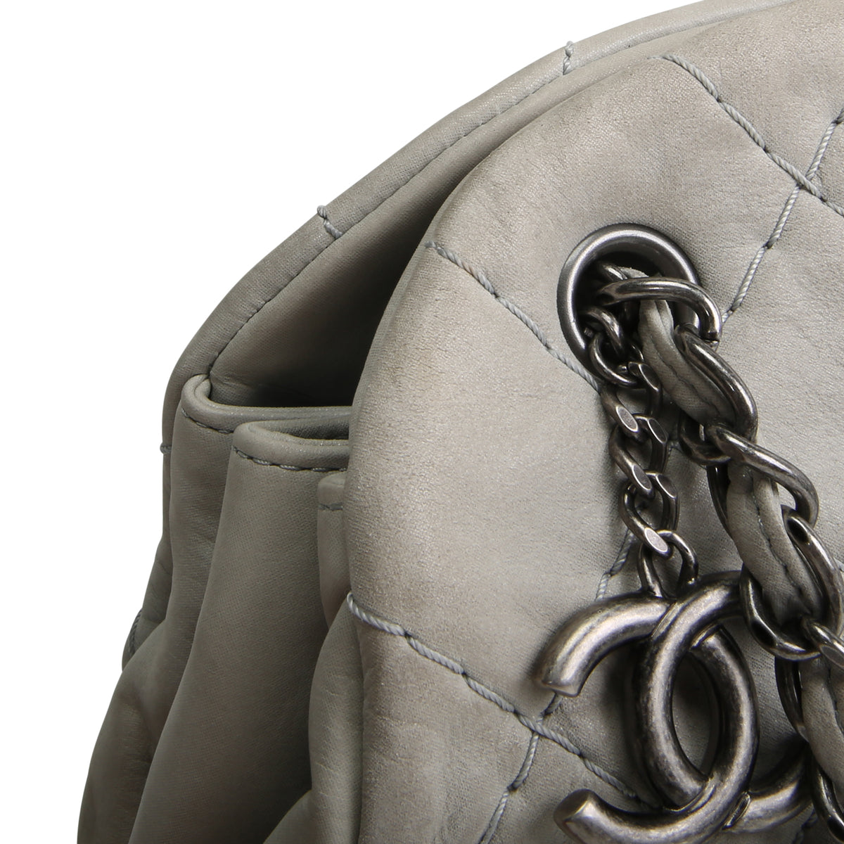 CHANEL Wild Stitch Mademoiselle Bowling Bag - Grey OUTLET FINAL SALE