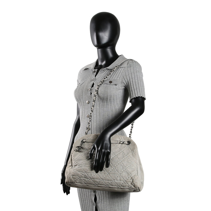 CHANEL Wild Stitch Mademoiselle Bowling Bag - Grey OUTLET FINAL SALE