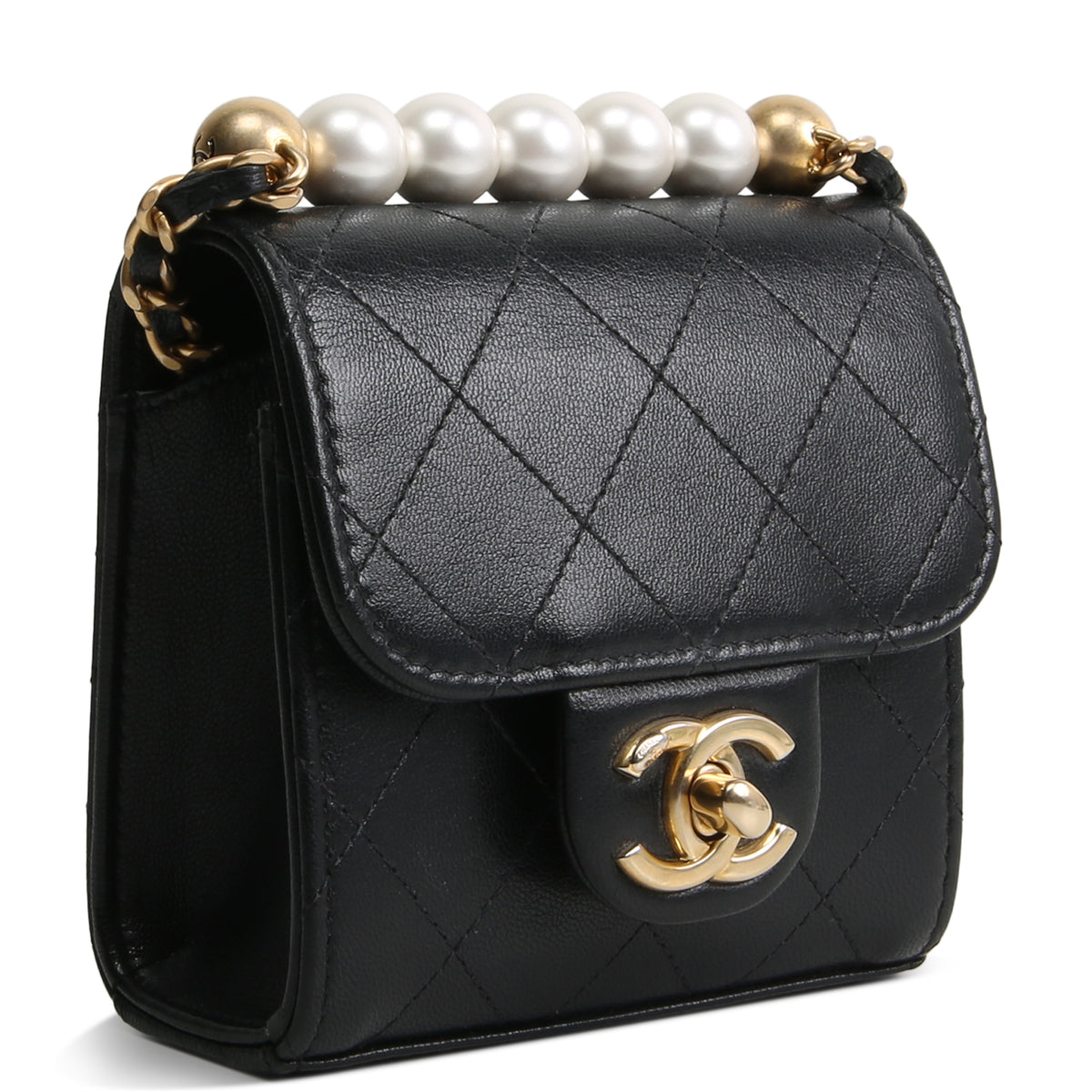 CHANEL Chic Pearls Flap Chain Clutch - Black