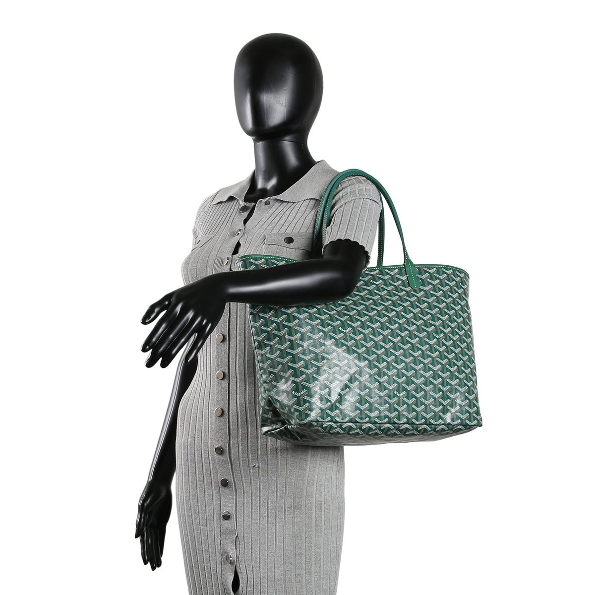 GOYARD Goyardine St Louis Tote PM w/ Pouch - Green