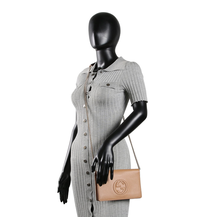 GUCCI Interlocking G Soho Chain Bag - Nude