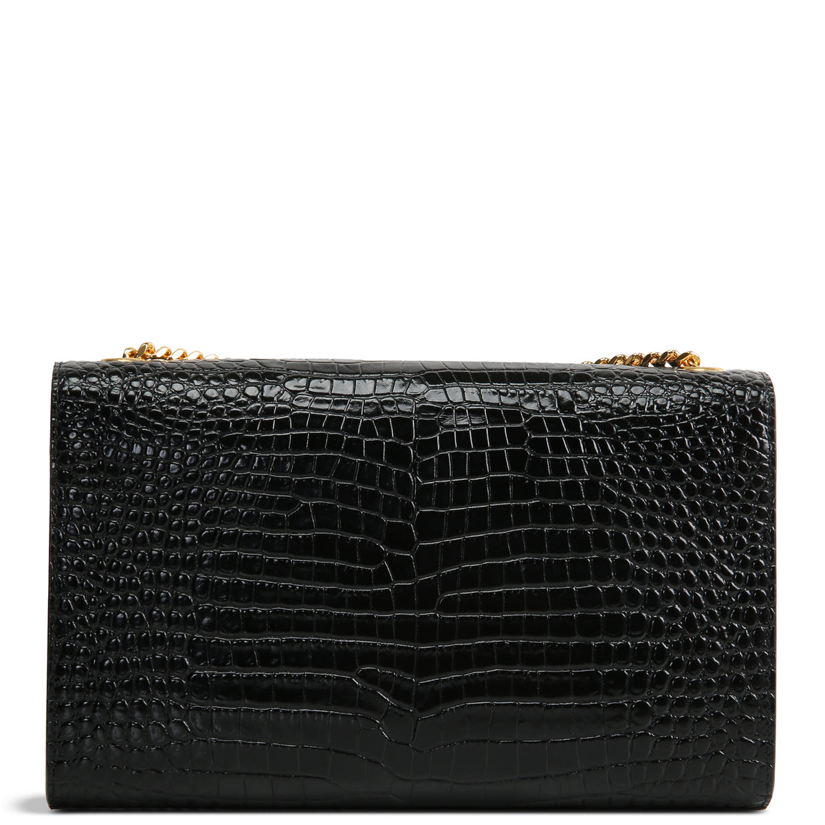 SAINT LAURENT Croc Embossed Leather Kate Tassel Bag
