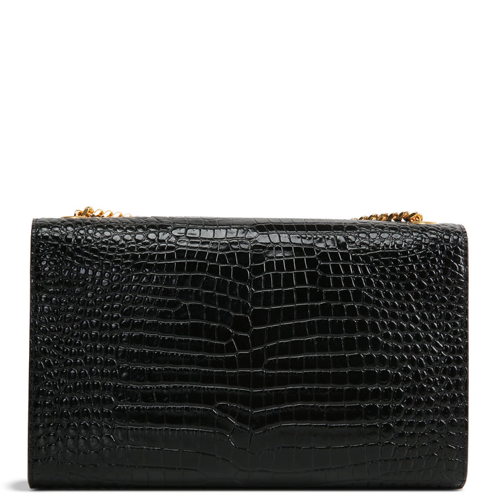 SAINT LAURENT Croc Embossed Leather Kate Tassel Bag