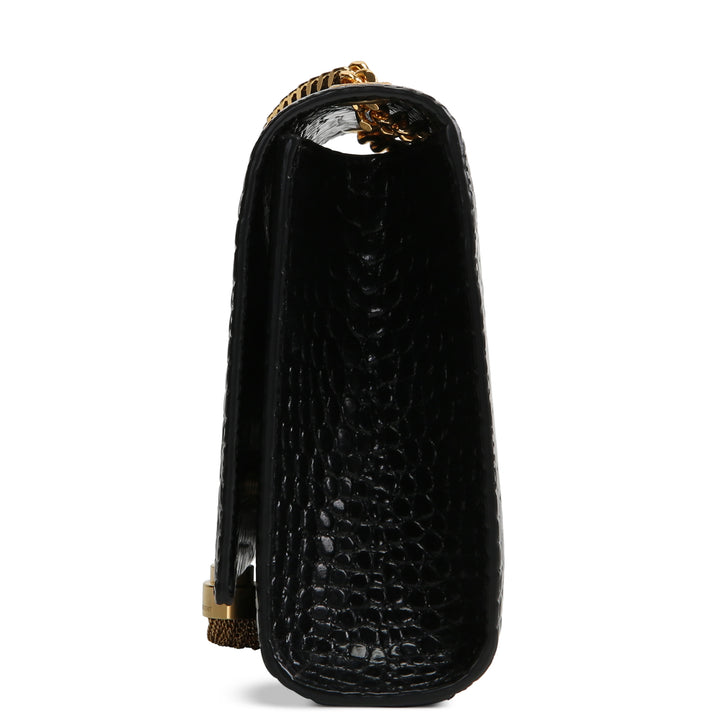 SAINT LAURENT Croc Embossed Leather Kate Tassel Bag