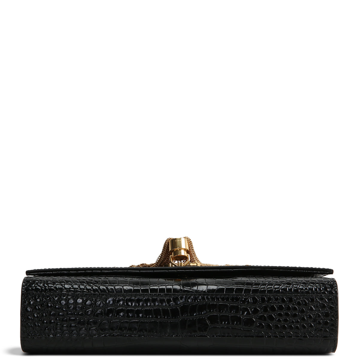 SAINT LAURENT Croc Embossed Leather Kate Tassel Bag