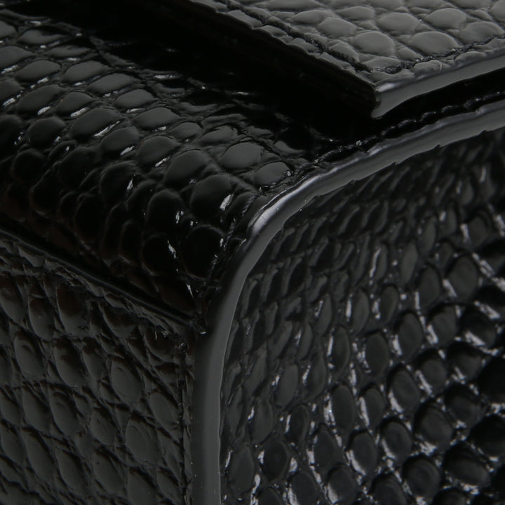 SAINT LAURENT Croc Embossed Leather Kate Tassel Bag