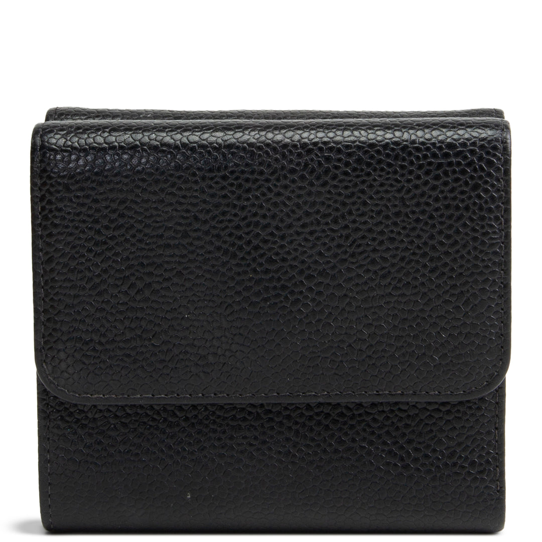 CHANEL Vintage Caviar Timeless CC Compact Wallet - Black