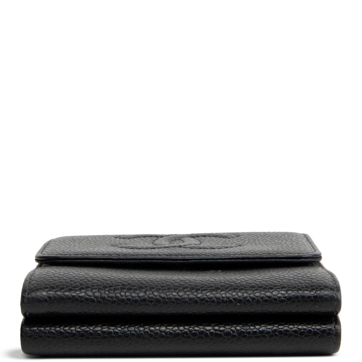 CHANEL Vintage Caviar Timeless CC Compact Wallet - Black