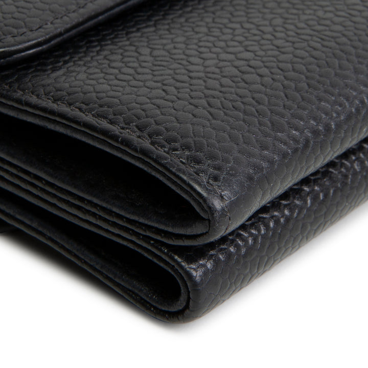 CHANEL Vintage Caviar Timeless CC Compact Wallet - Black