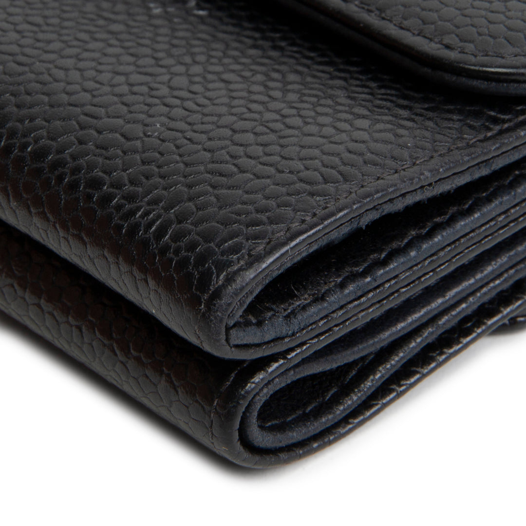 CHANEL Vintage Caviar Timeless CC Compact Wallet - Black
