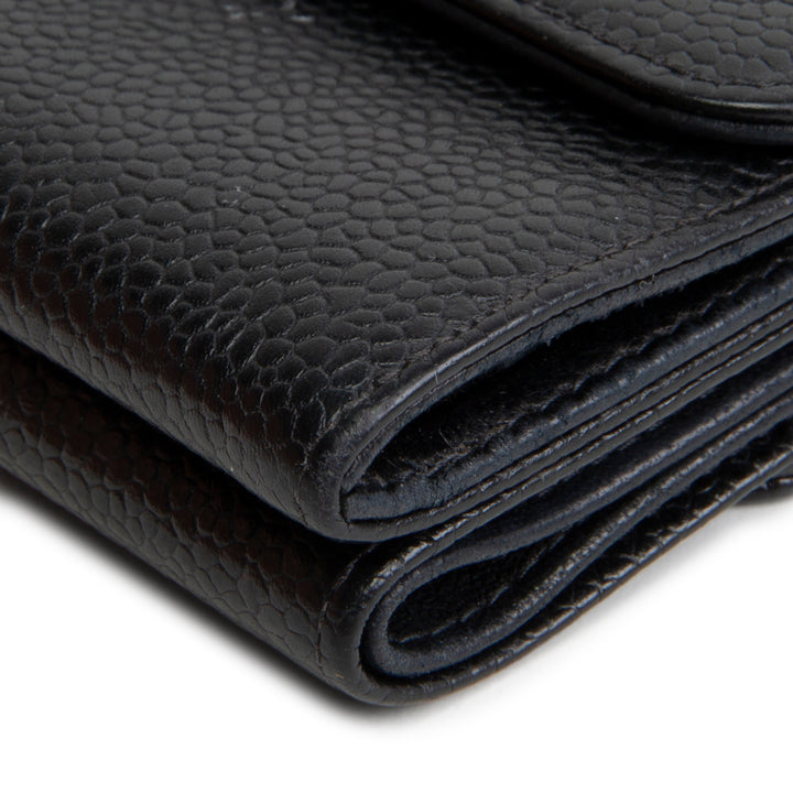 CHANEL Vintage Caviar Timeless CC Compact Wallet - Black