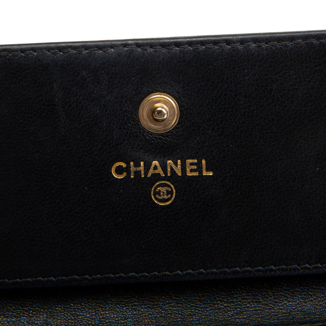 CHANEL Vintage Caviar Timeless CC Compact Wallet - Black