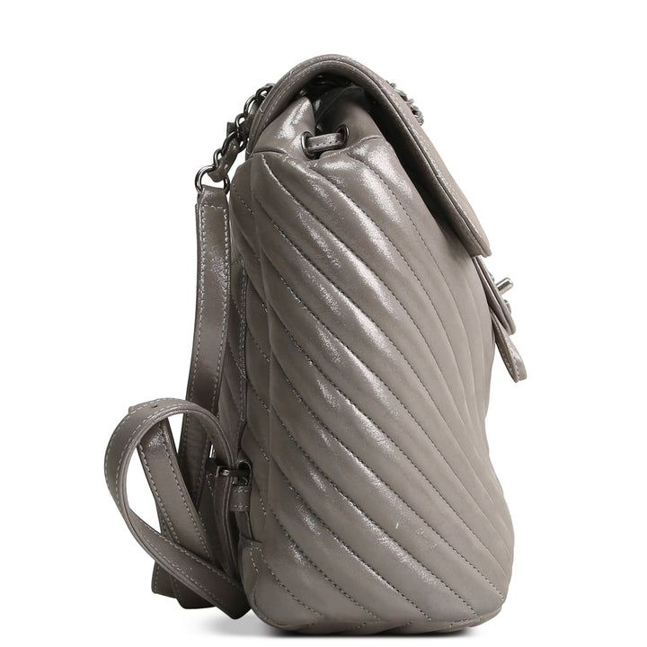 CHANEL Chevron Urban Spirit Backpack - Metallic Silver OUTLET FINAL SALE