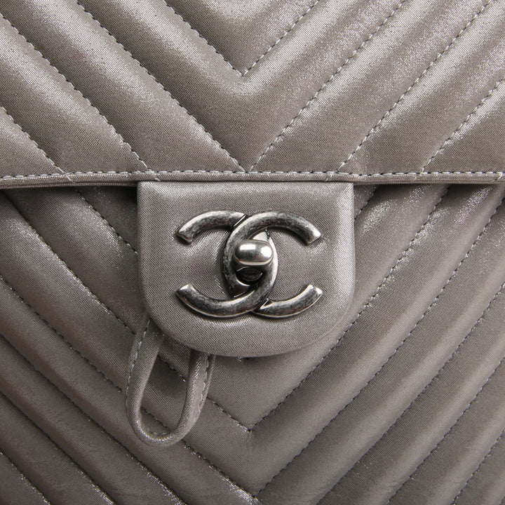 CHANEL Chevron Urban Spirit Backpack - Metallic Silver OUTLET FINAL SALE