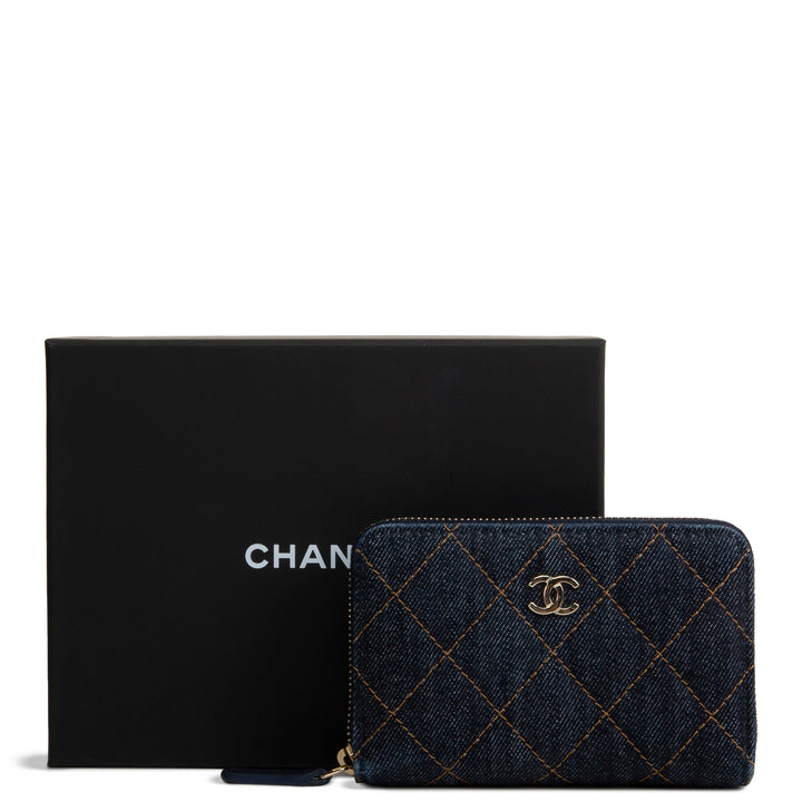CHANEL 2026 Denim Coin Purse - Dark Wash Navy