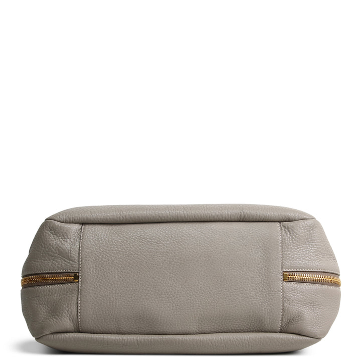 PRADA Vitello Daino Double Zip Pocket Hobo - Grey