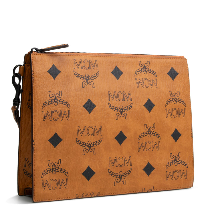MCM Aren Visteos Flat Pouch - Cognac