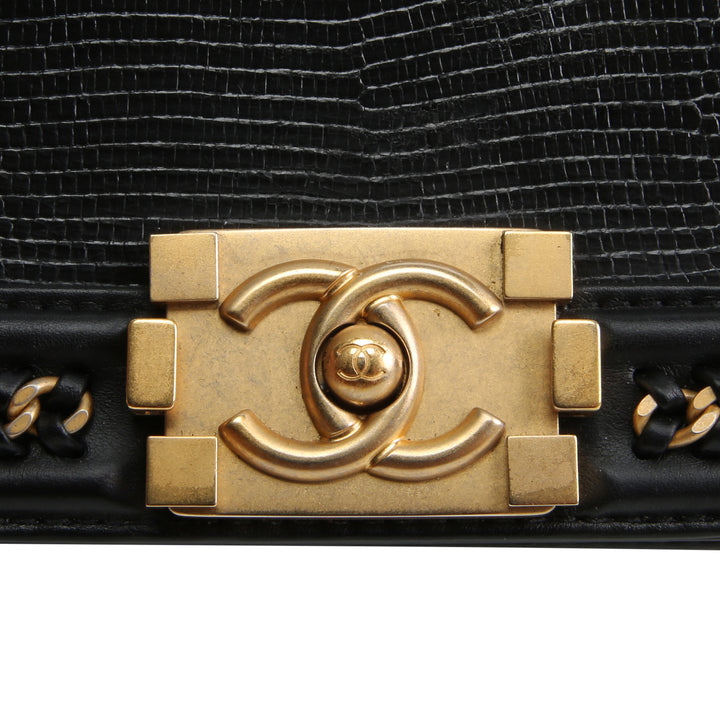 CHANEL Small Lizard Top Handle Boy Bag