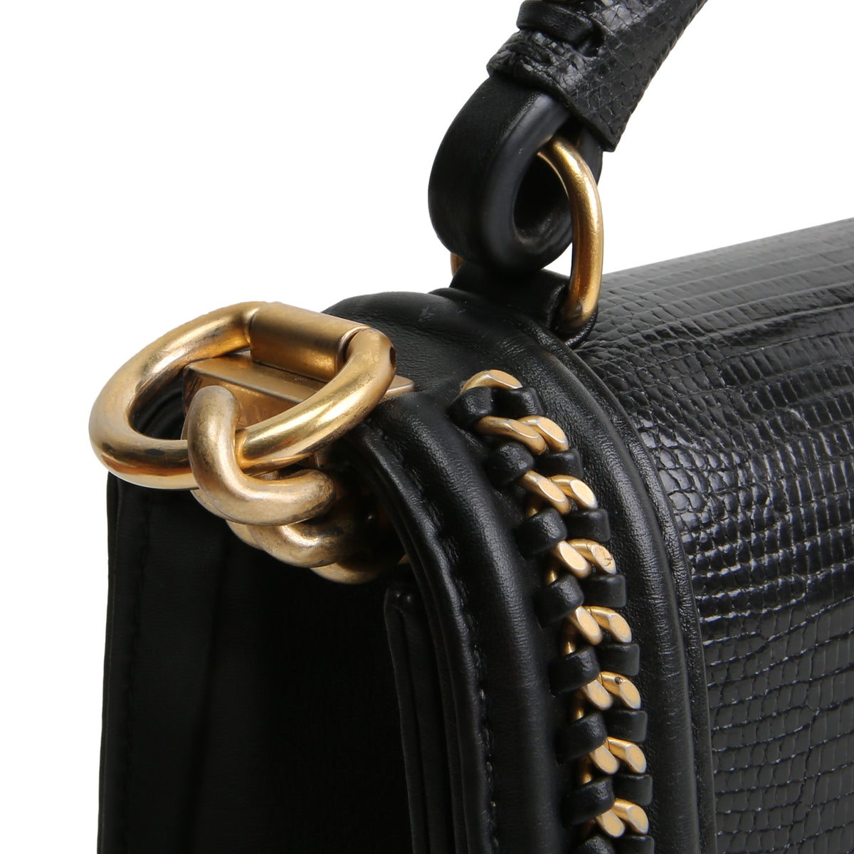 CHANEL Small Lizard Top Handle Boy Bag