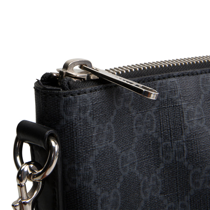 GUCCI GG Supreme Wristlet Pouch - Black