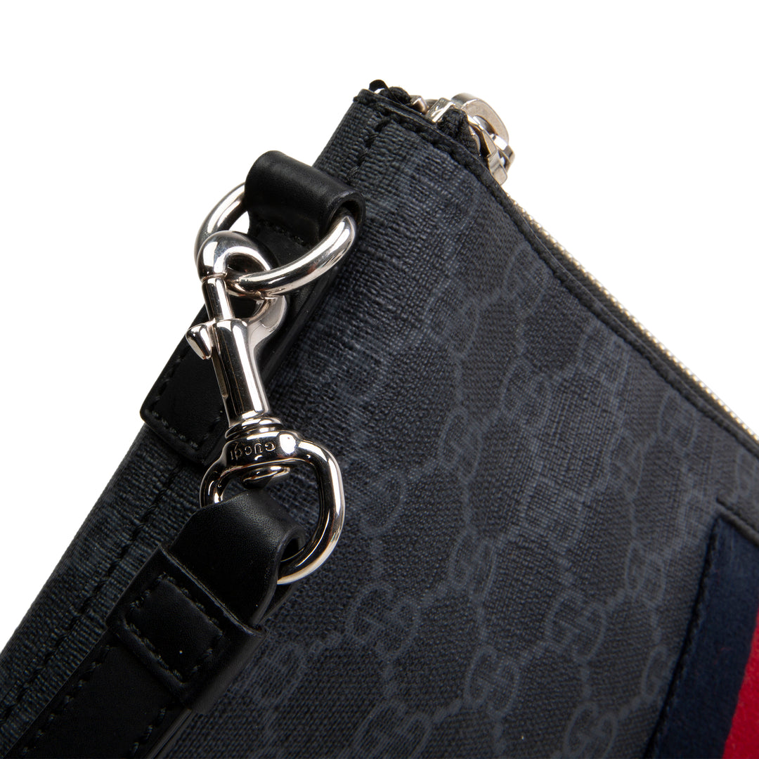 GUCCI GG Supreme Wristlet Pouch - Black