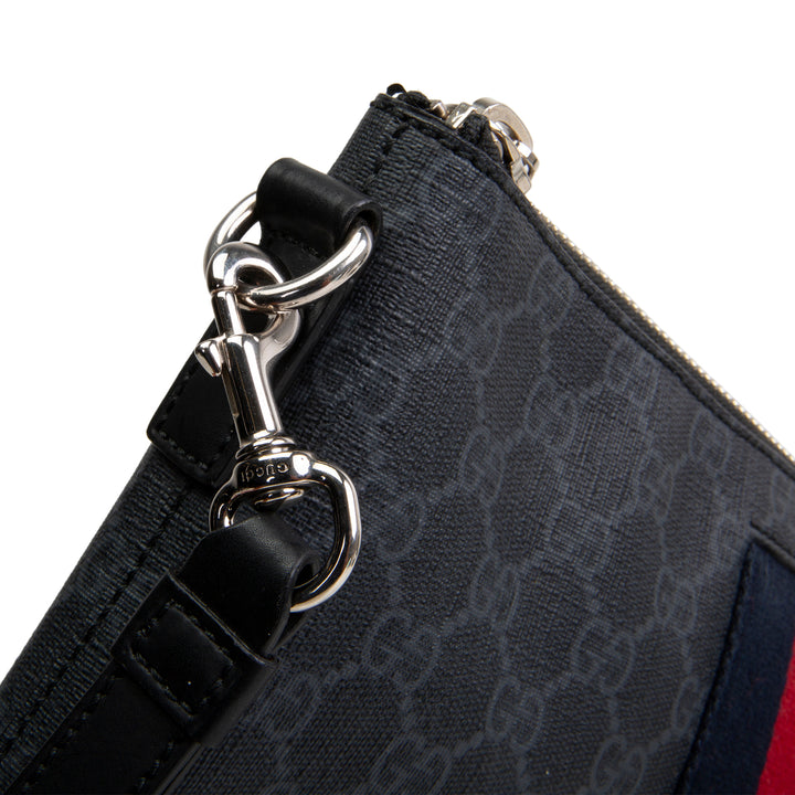 GUCCI GG Supreme Wristlet Pouch - Black