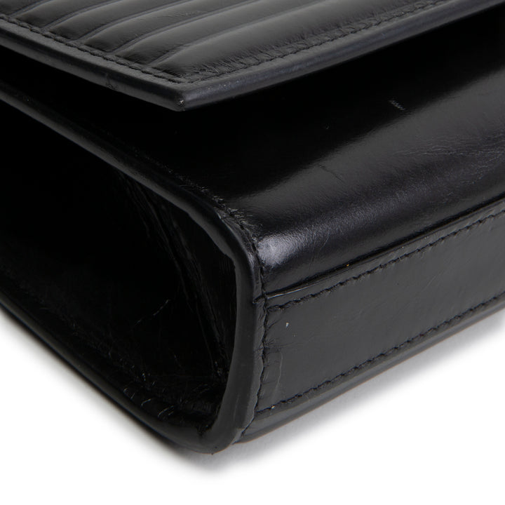 SAINT LAURENT Horizontal Quilted Monogram Clutch