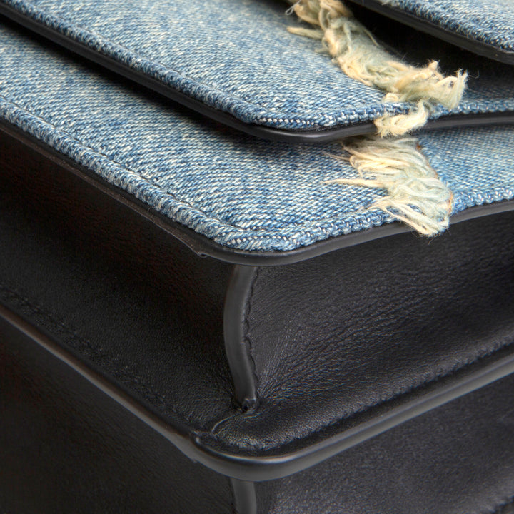 DOLCE & GABANNA Logo Plaque Denim Patch Work Bag