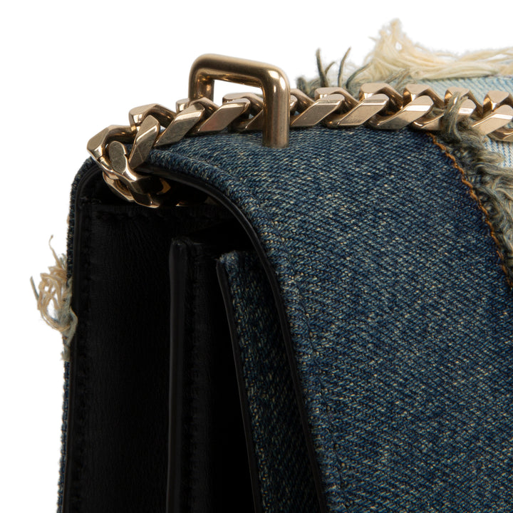 DOLCE & GABANNA Logo Plaque Denim Patch Work Bag