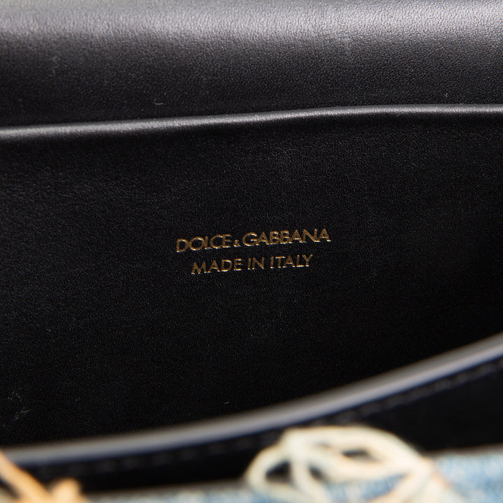 DOLCE & GABANNA Logo Plaque Denim Patch Work Bag