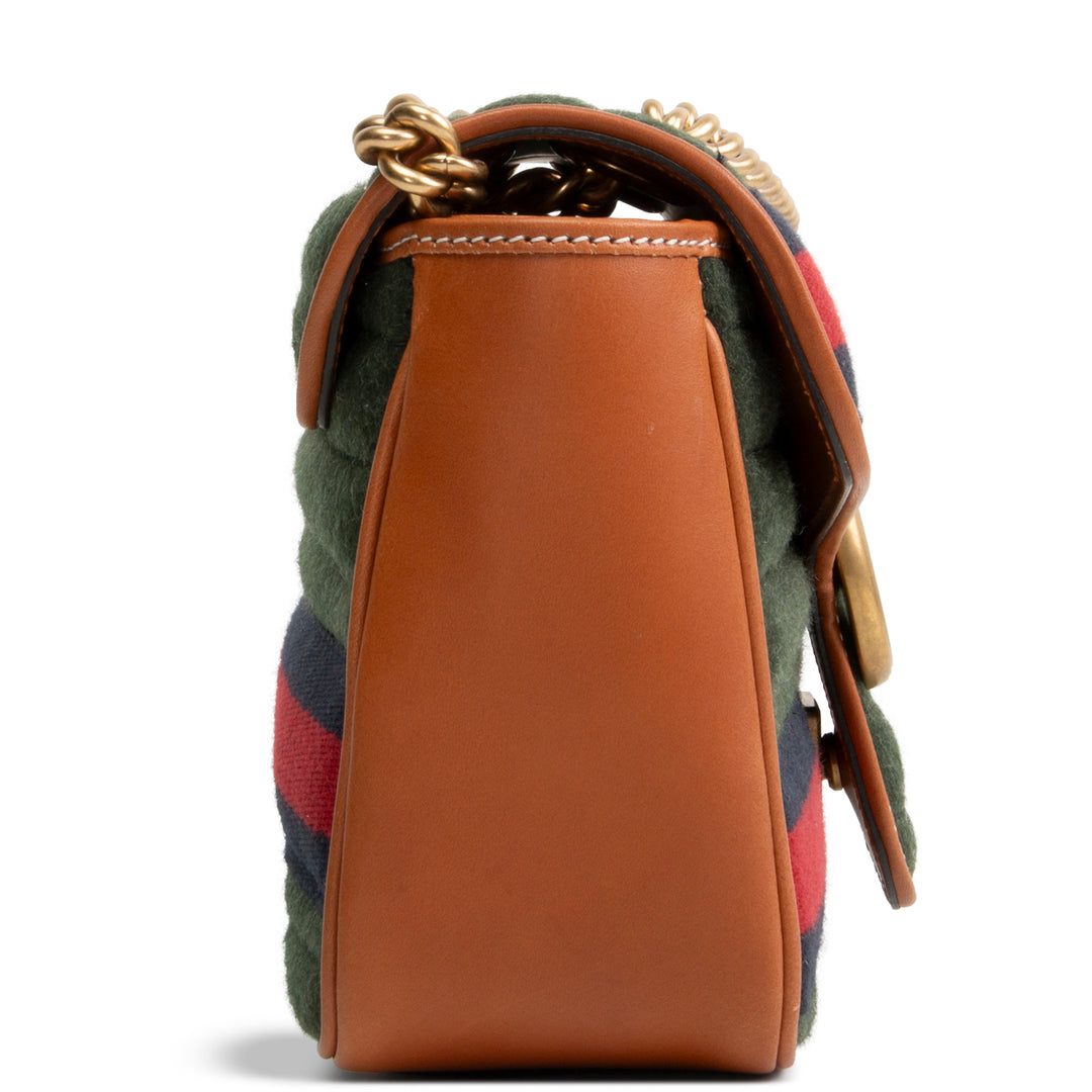 GUCCI Striped Wool Marmont Shoulder Bag