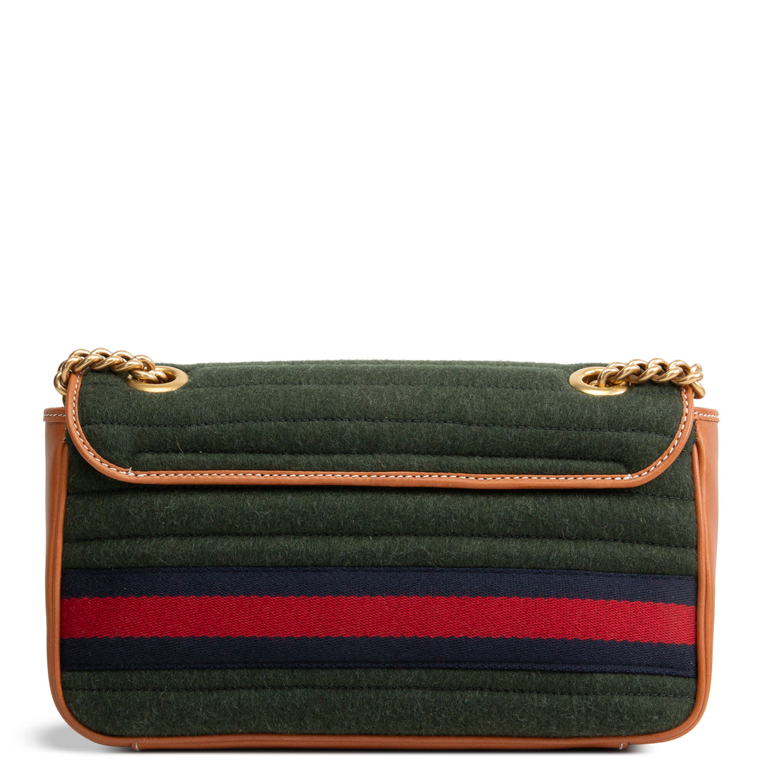 GUCCI Striped Wool Marmont Shoulder Bag