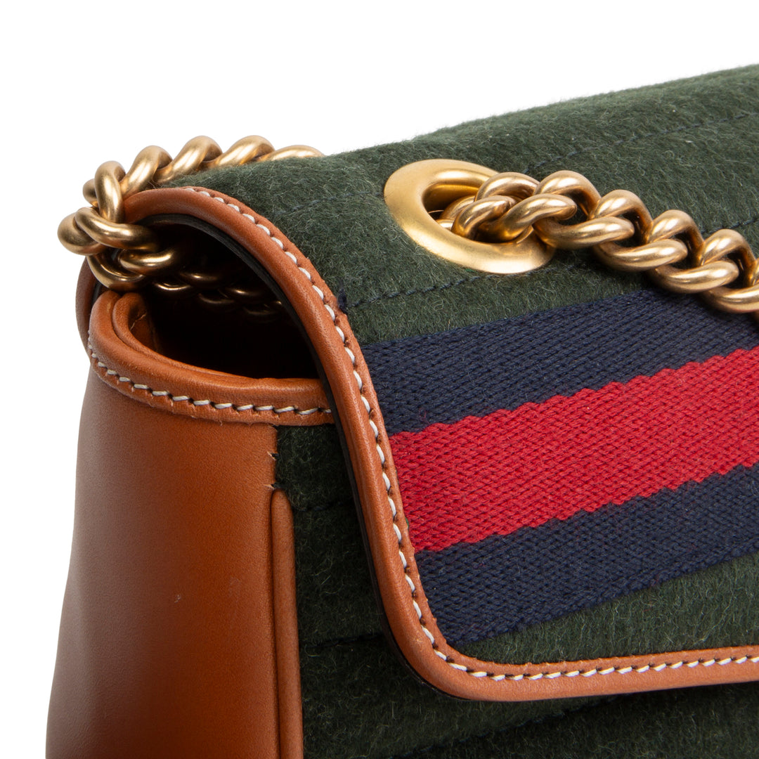 GUCCI Striped Wool Marmont Shoulder Bag