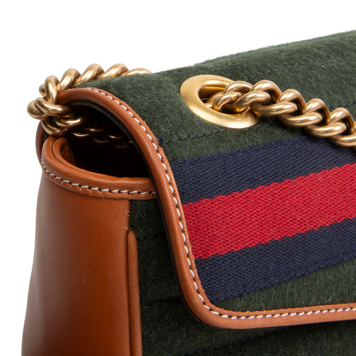 GUCCI Striped Wool Marmont Shoulder Bag