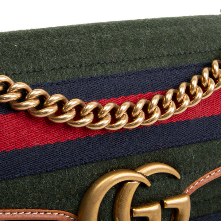 GUCCI Striped Wool Marmont Shoulder Bag