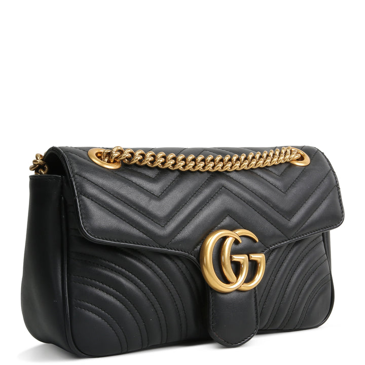 GUCCI Small GG Marmont Shoulder Bag - Black