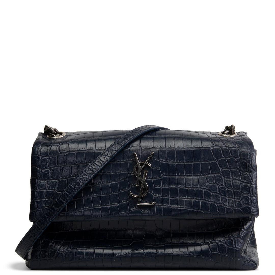 SAINT LAURENT West Hollywood Croc Embossed - Navy