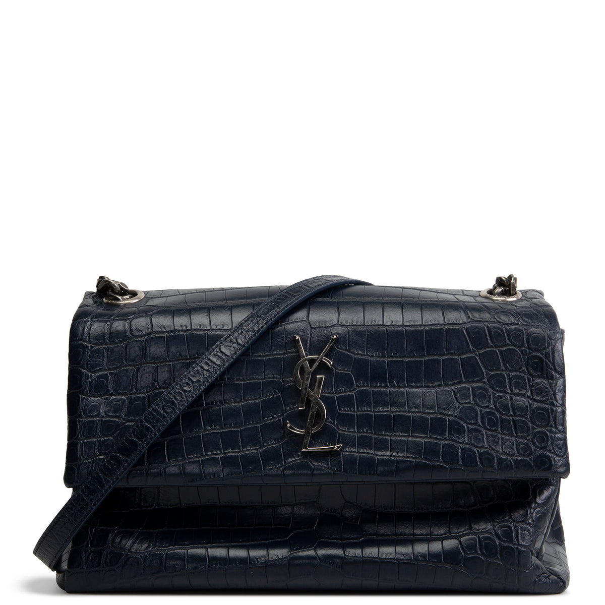 SAINT LAURENT West Hollywood Croc Embossed - Navy