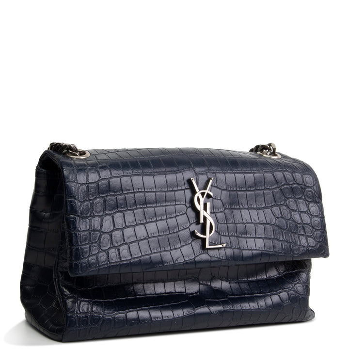 SAINT LAURENT West Hollywood Croc Embossed - Navy