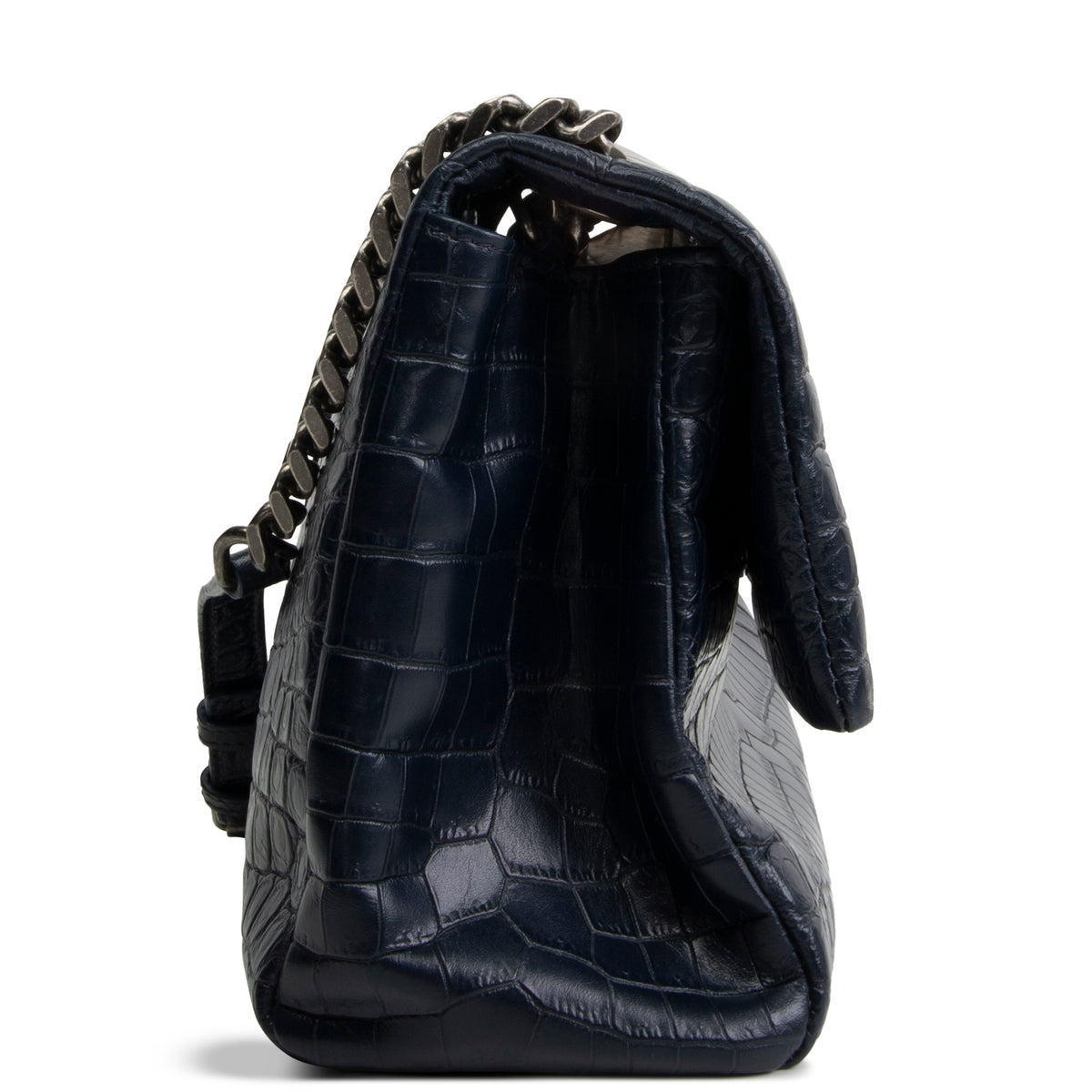 SAINT LAURENT West Hollywood Croc Embossed - Navy