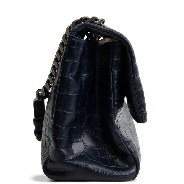SAINT LAURENT West Hollywood Croc Embossed - Navy