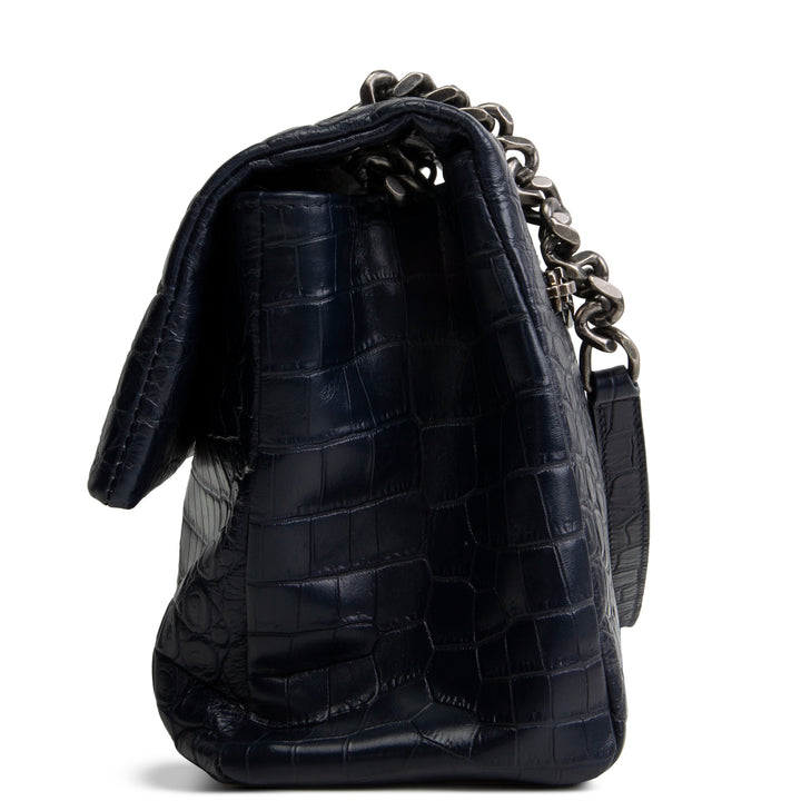 SAINT LAURENT West Hollywood Croc Embossed - Navy