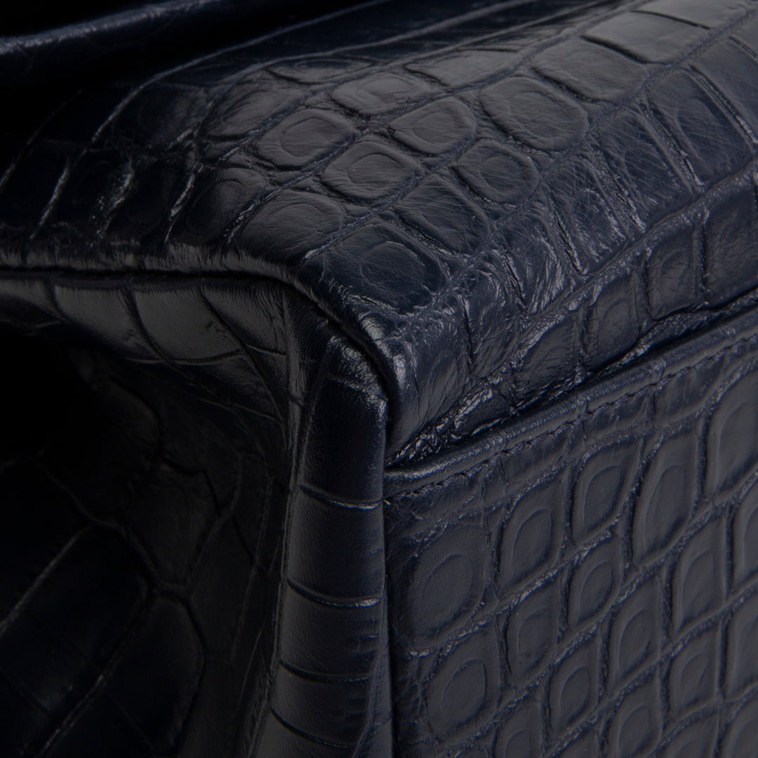 SAINT LAURENT West Hollywood Croc Embossed - Navy