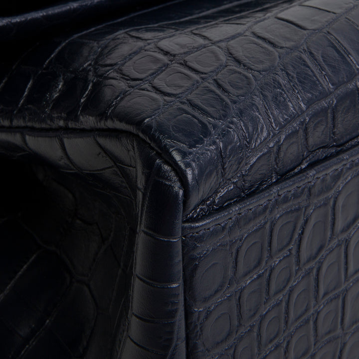SAINT LAURENT West Hollywood Croc Embossed - Navy