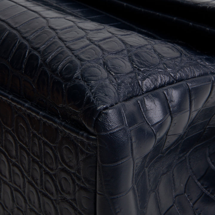 SAINT LAURENT West Hollywood Croc Embossed - Navy