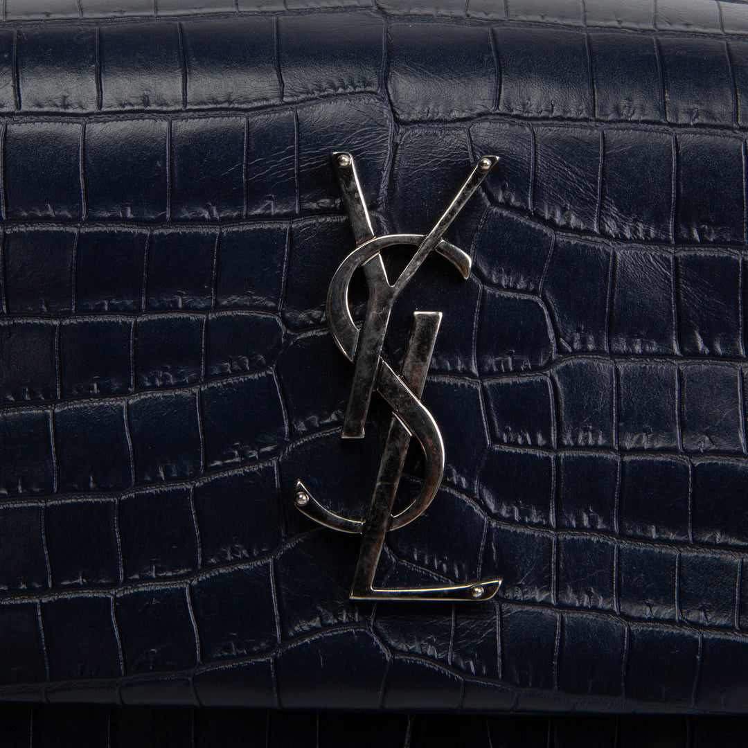 SAINT LAURENT West Hollywood Croc Embossed - Navy