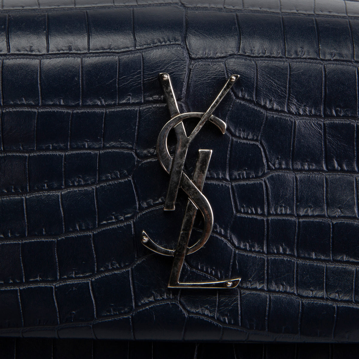 SAINT LAURENT West Hollywood Croc Embossed - Navy